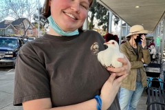 Whitney with pigeon